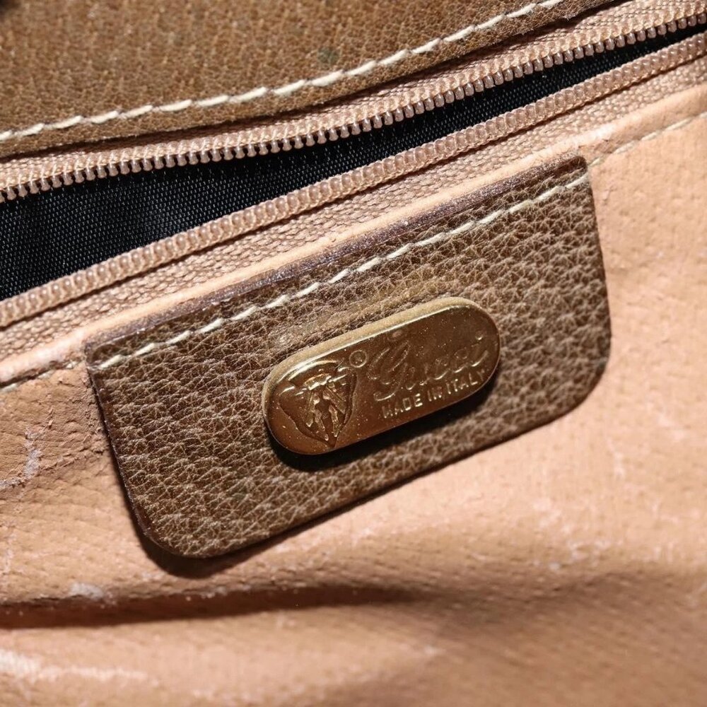 GUCCI GG Supreme Web Sherry Line Shoulder Bag PVC Beige Gold Auth 149255 - Picture 11 of 16